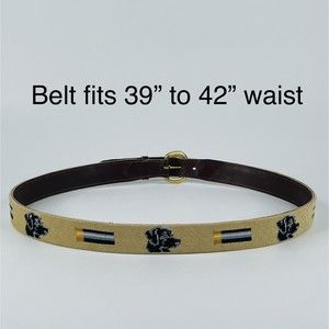 Stitched Needlepoint Belt Black Labrador Lab Hunting Shotgun Shell, 39" to 42"